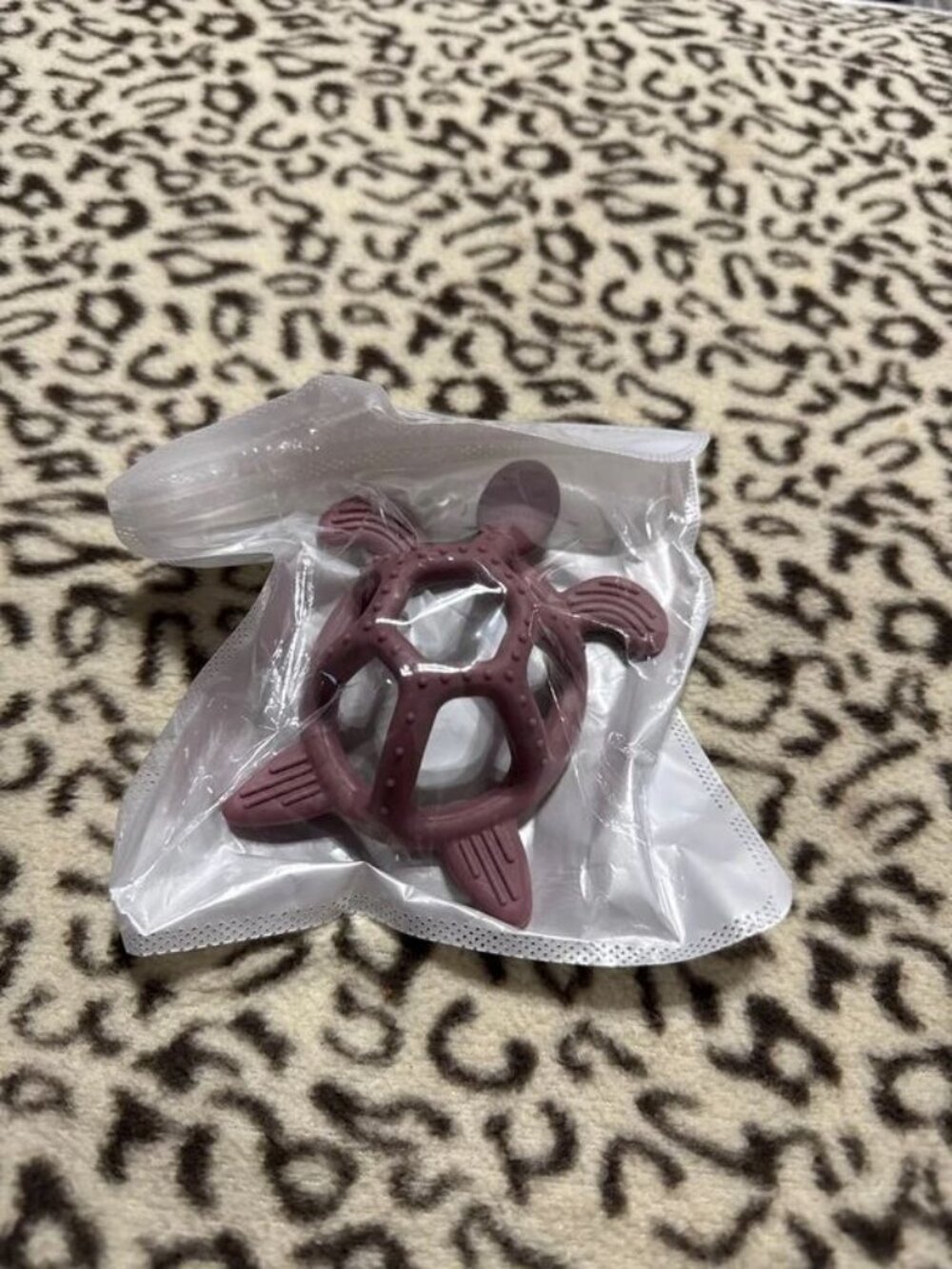 Silicone Sea Turtle Baby Teether Toy Mauve Dusty Purple Textured Teething Ring
